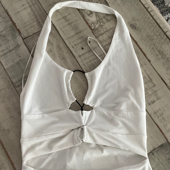 Naked Wardrobe Elegant White Halter Backless Dress - Picture 2 of 7